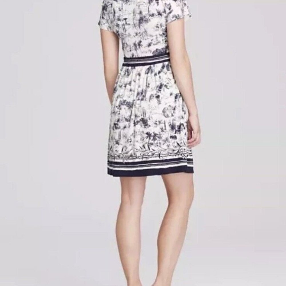 Tory Burch Silk Interlock Print Dress V-Neck Ivory Toile Size XS - Picture 5 of 16